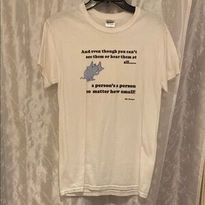 Dr. Seuss White Graphic T-Shirt with Elephant Adult Size Small 🔥 YB4